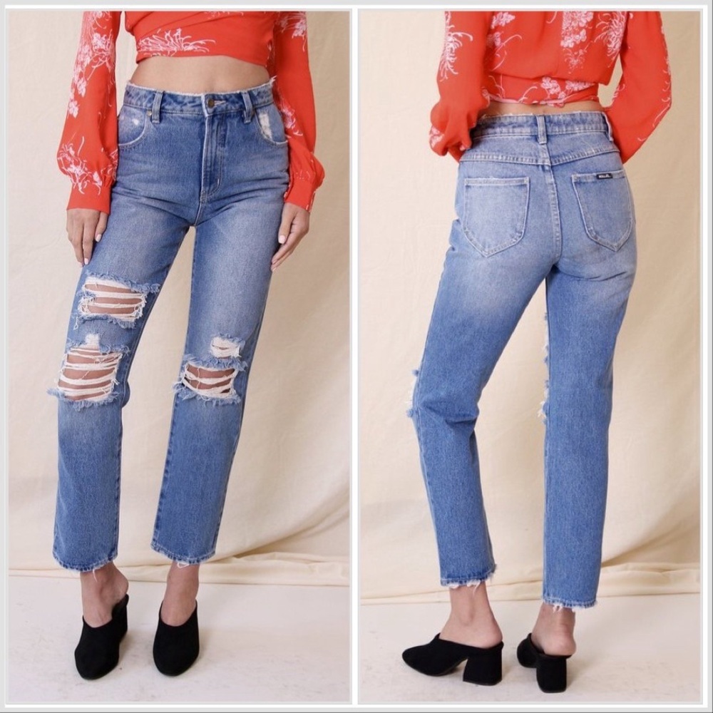 Rolla’s Original Cropped Straight Jean‎ Threadbare Wash Size 25 Destroyed Slim